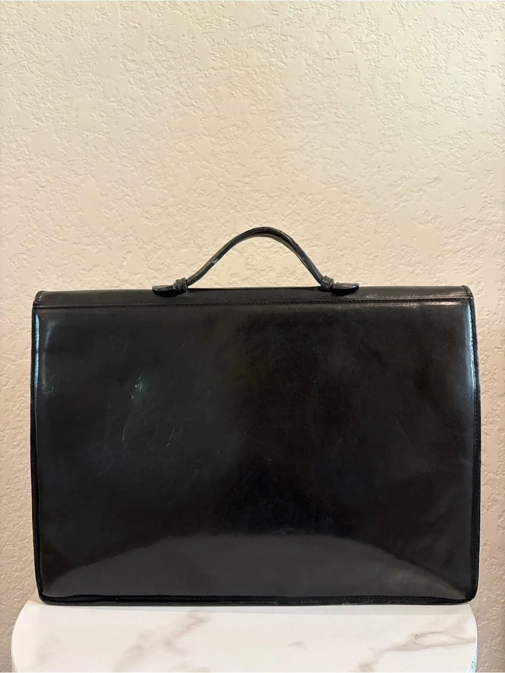 Bally Black Leather Briefcase with Gold-Tone Combination Lock
